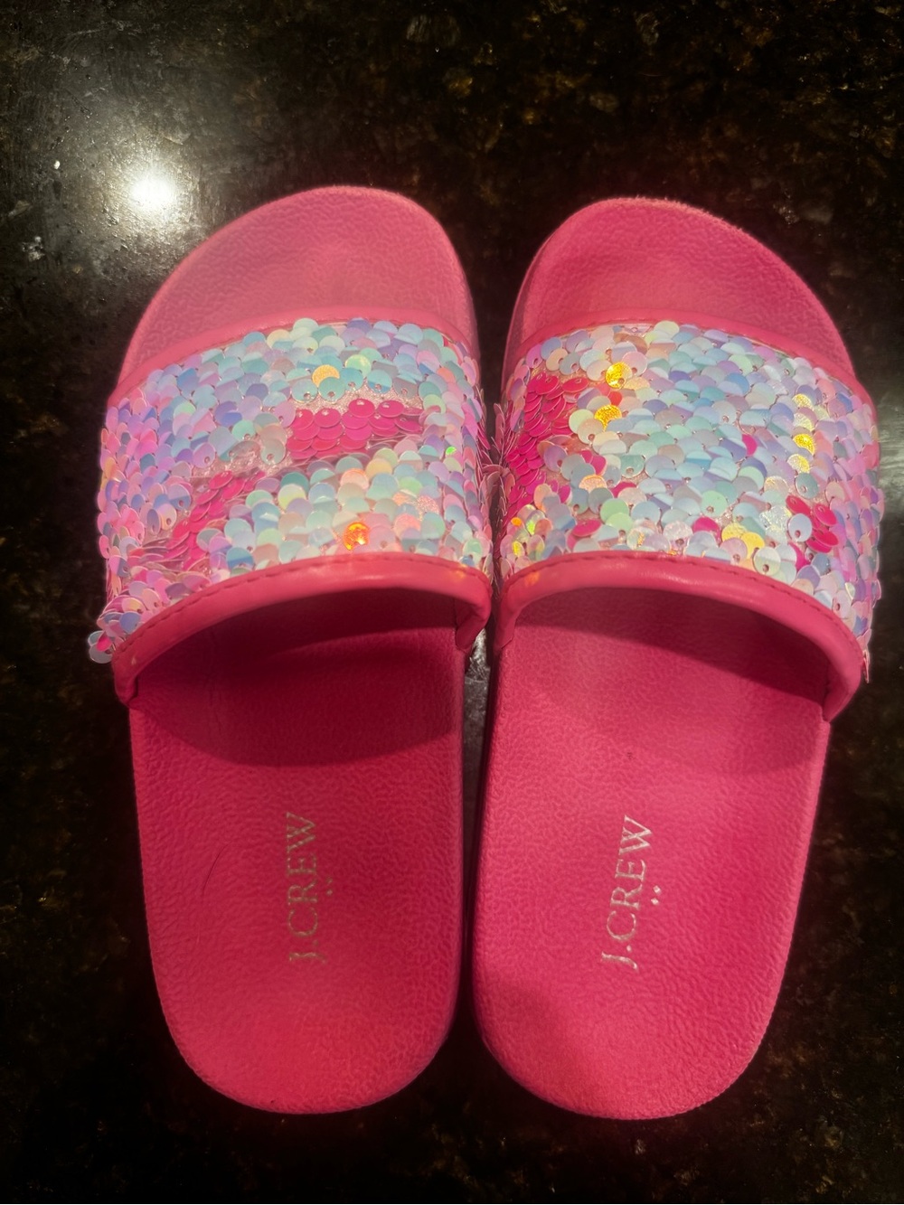 J. Crew Pink Sequin Slide Sandals for Kids
